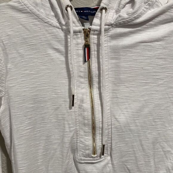 Tommy Hilfiger Lightweight Hooded Half Zip Top With Pockets Size XS - Picture 2 of 7